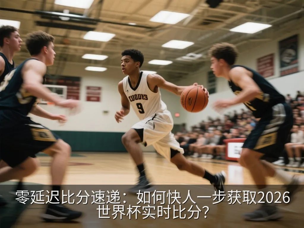 智能手表上显示的体育比分推送通知,背景为模糊的办公桌环境